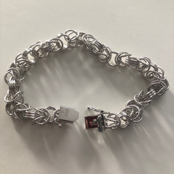 GB 925 Sterling Silver 8" CHARM BRACELET 9mm Link - Picture 2 of 9